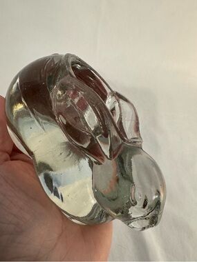 Vintage Clear Glass Bunny Rabbit Figurine Trinket Dish Paperweight 4” Decor